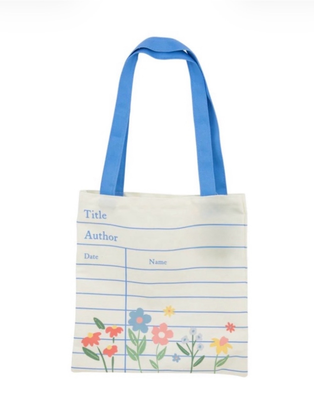 NWT Small Bookish Library Card Floral Canvas Tote Bag for Book Lovers 12 x 12